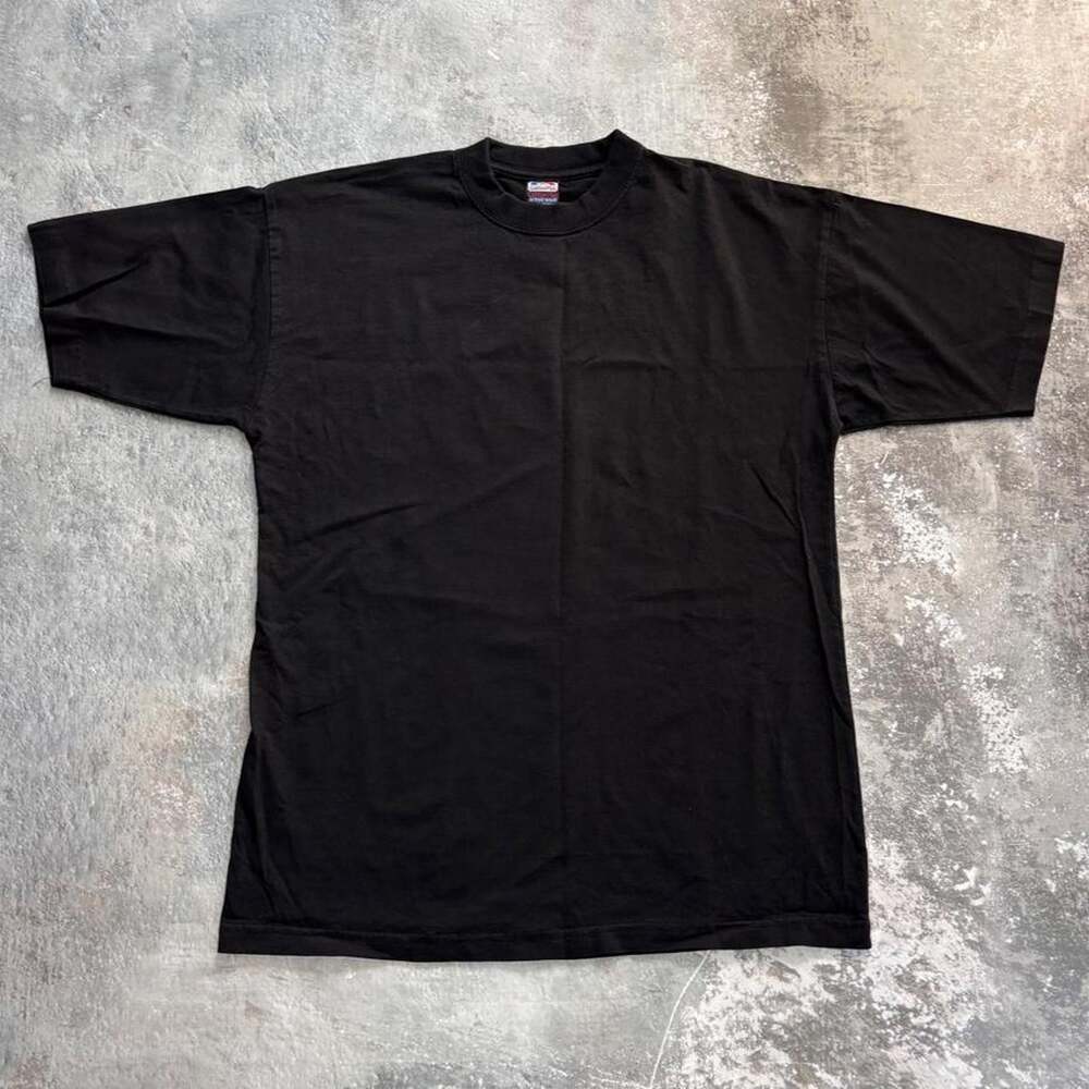 Vintage Y2K Heavy Cotton Black Blank T Shirt. Size XXL